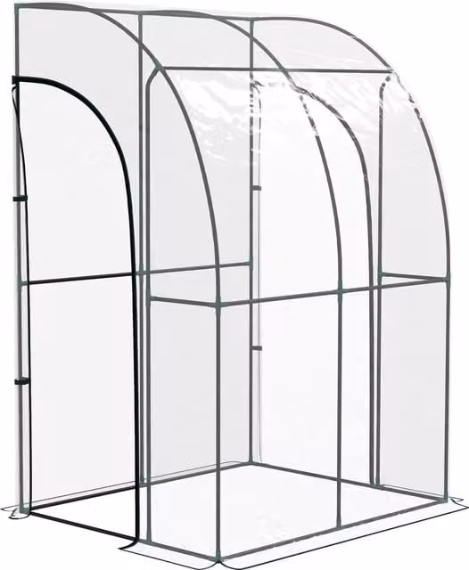 Outsunny Walk-In Lean To Greenhouse with Accessories, W/D/H: 143 x 118 x 168 cm – 1