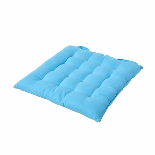 Homescapes Blue Cotton Seat Pad with Tie Cords, W/D/H: 40 x 40 x 6.5 cm – 1