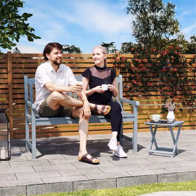 Outsunny 2-Seater Wooden Garden Bench in Grey