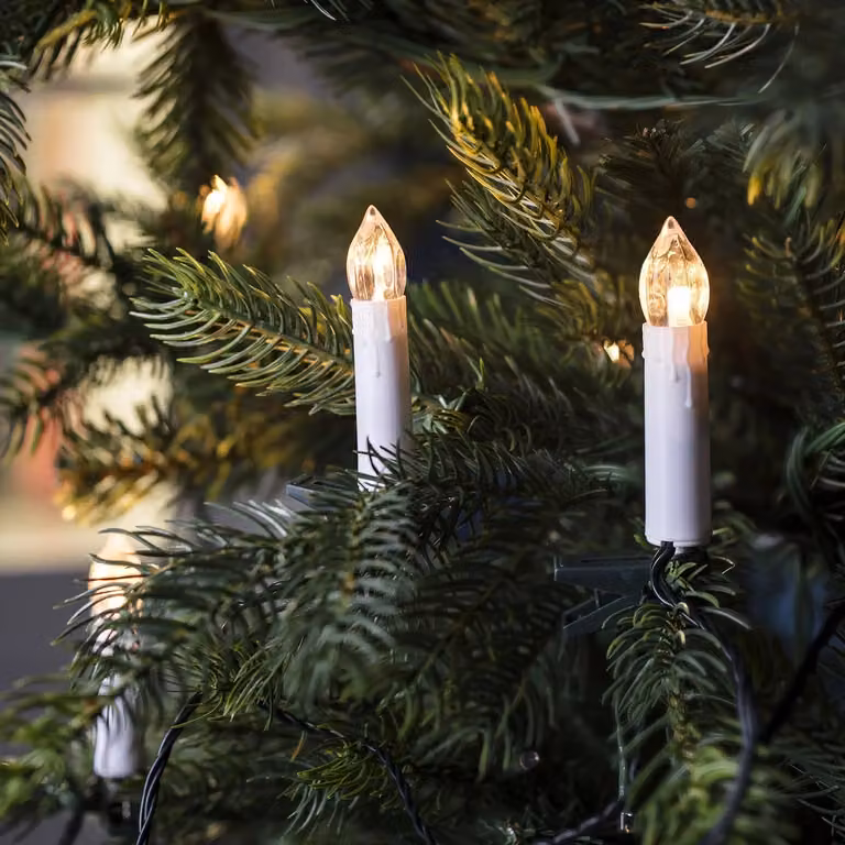 20 Warm White LED Connectable Christmas Tree Candle String Lights in Green and White