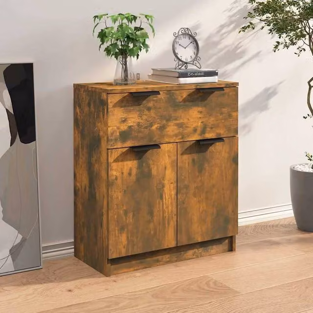Berkfield Home Smoked Oak Sideboard in Brown, W/D/H: 60 x 30 x 70 cm – 1