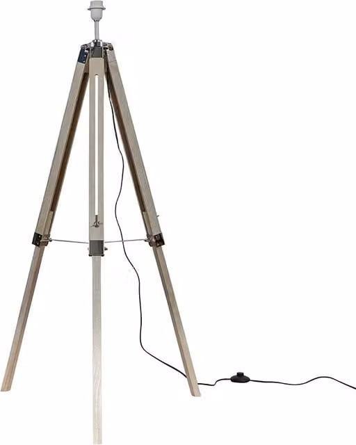 ValueLights Clipper Modern Floor Lamp Base in Brown Wood and Chrome
