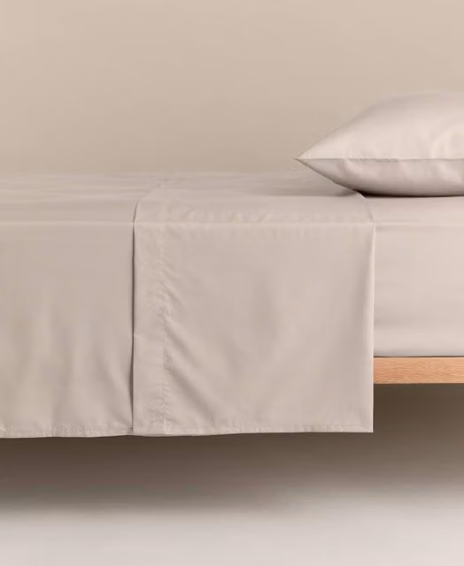 M&S Stay Cool Lyocell Rich Flat Sheet in Beige, 90 x 190 cm