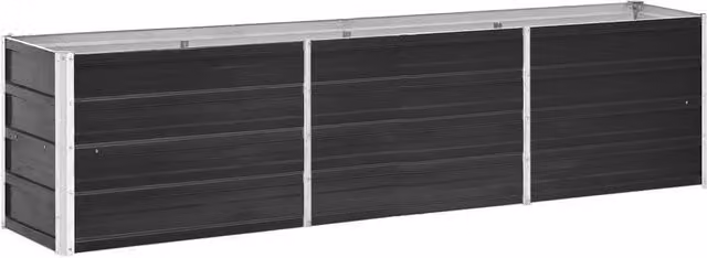 Berkfield Home Garden Galvanised Steel Raised Bed in Anthracite Black, W/D/H: 240 x 40 x 45 cm