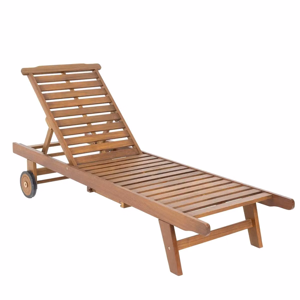 Charles Bentley FSC Certified Acacia Wood Reclining Sun Lounger with Pull Out Tray, Brown, W/D/H: 200 x 85 x 67 cm – 4