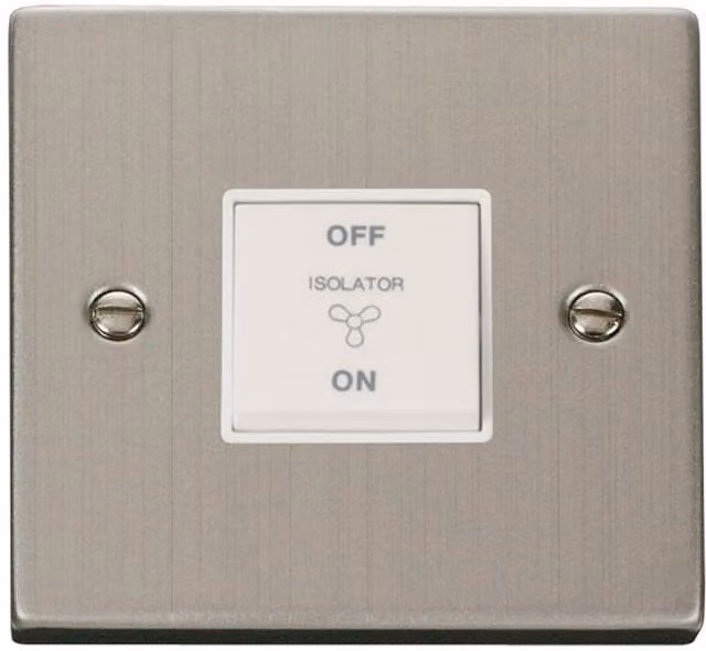 SE HOME Modern Surface Mount Stainless Steel Fan Isolation Switch in White and Silver