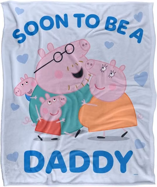Hasbro Peppa Pig Daddy Pig Super Soft Fleece Blanket, White, W/D/H: 152.4 x 127 x 1 cm – 1