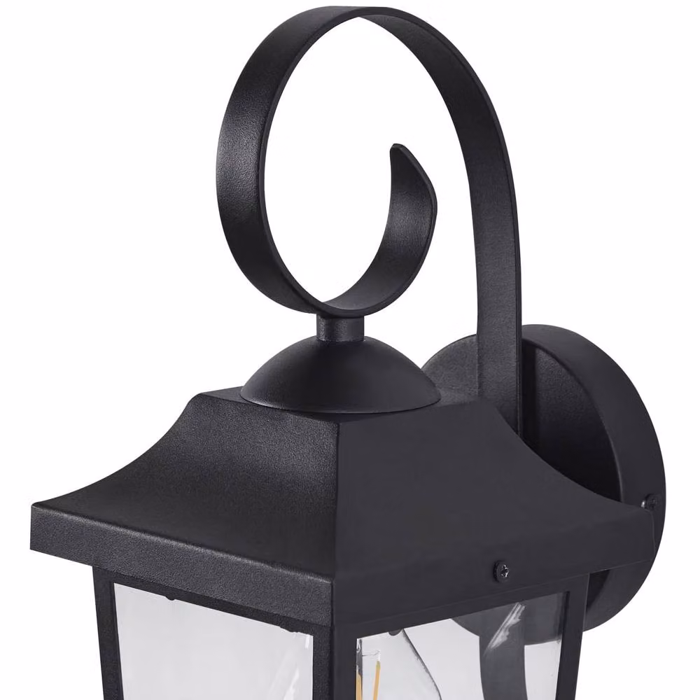 Wyld and Coco Black Metal and Transparent Glass Outdoor Wall Lantern Sconce – 4