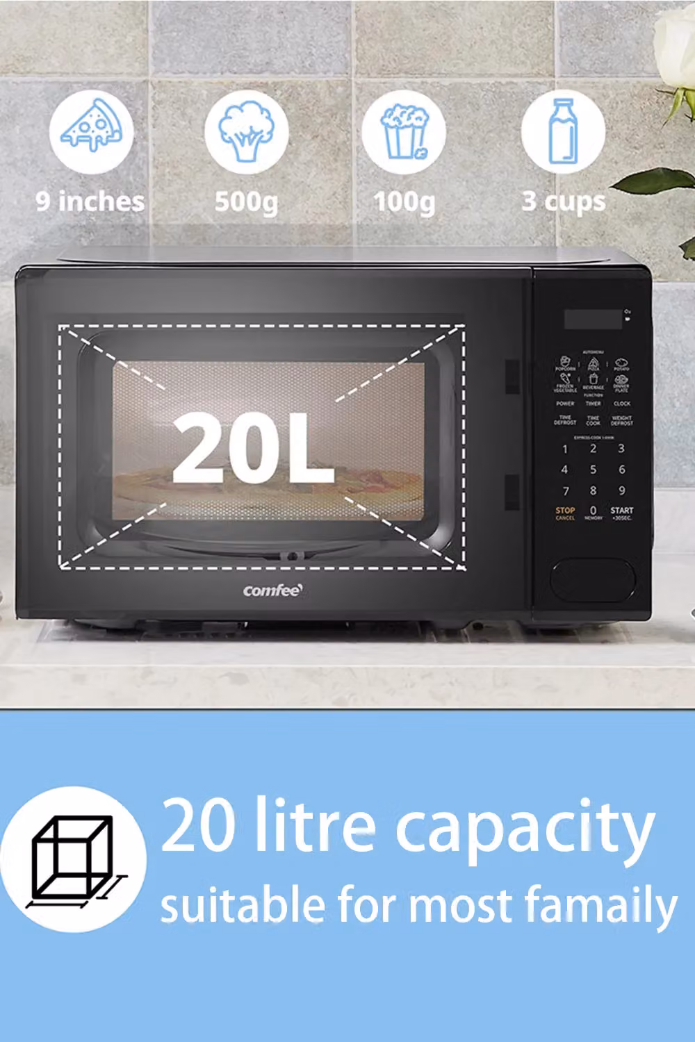 Living and Home 700W 20L Digital Touch Screen Solo Microwave Oven in Black – 4