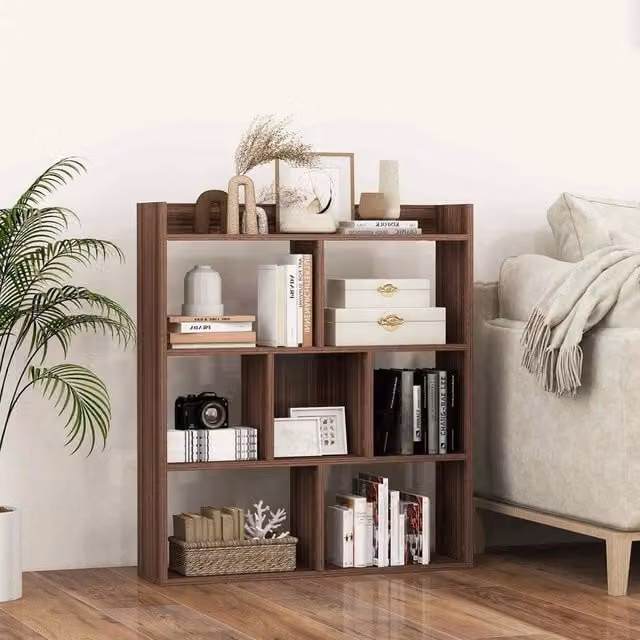 FORGEVIO Free-standing Wood Storage Unit and Display Rack in Brown