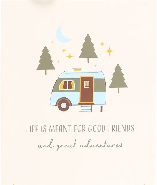 KDMK Good Friends Great Adventures Camping Hanging Sign in Beige, Silver and Multicolour