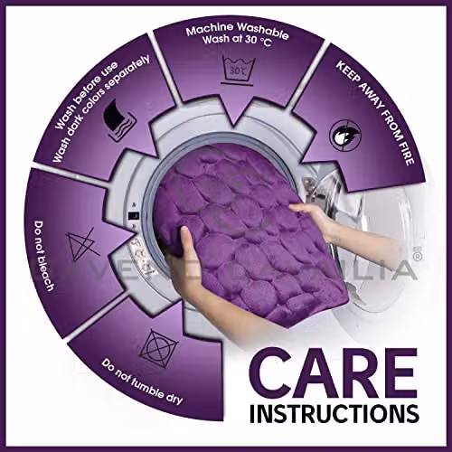 Gaveno Cavailia 2 Piece Purple Memory Foam Pebble Bath Set with Bath Mat and WC Pedestal Mat – 6