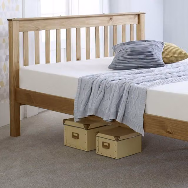 CAPTAINS TM Solid Pine Wooden Bed Frame in Brown or Petrol, W/D/H: 120 x 200 cm