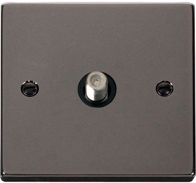 SE HOME Black Flush Socket Plate with Modern Metal and Plastic Finish