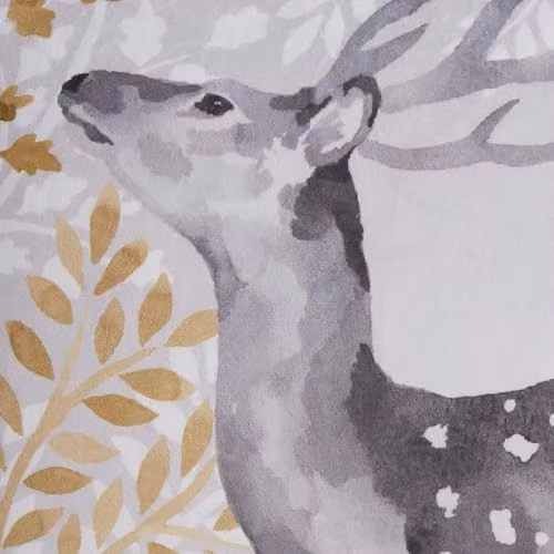 Dreams & Drapes Forest Animals Deer Print Velvet Filled Cushion in Grey, W/D/H: 43 x 43 x 43 cm – 3
