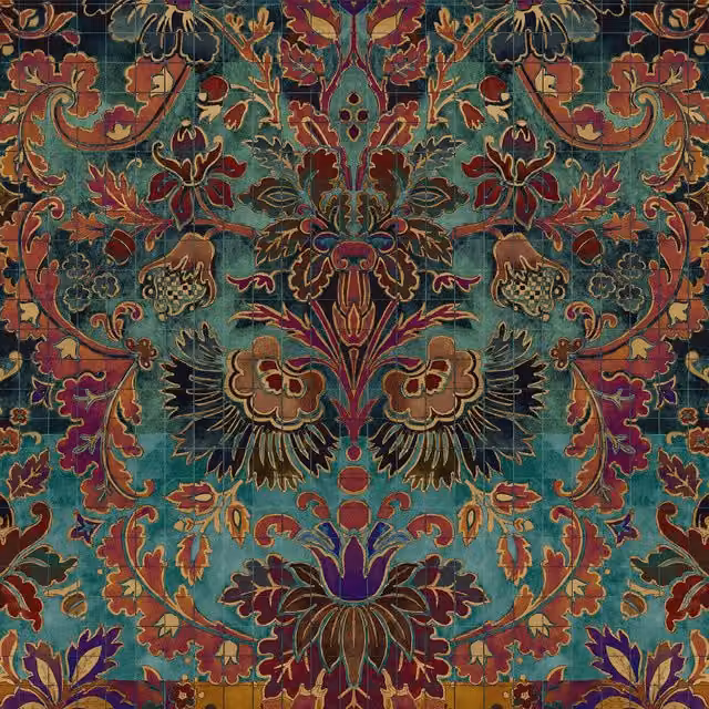 House of Hackney Andastra Abstract Floral Wallpaper in Turquoise and Multicolour