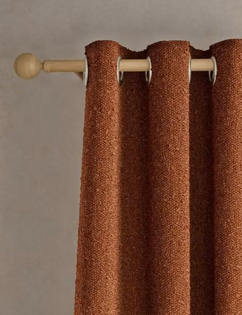 M&S Rust Bouclé Eyelet Curtains