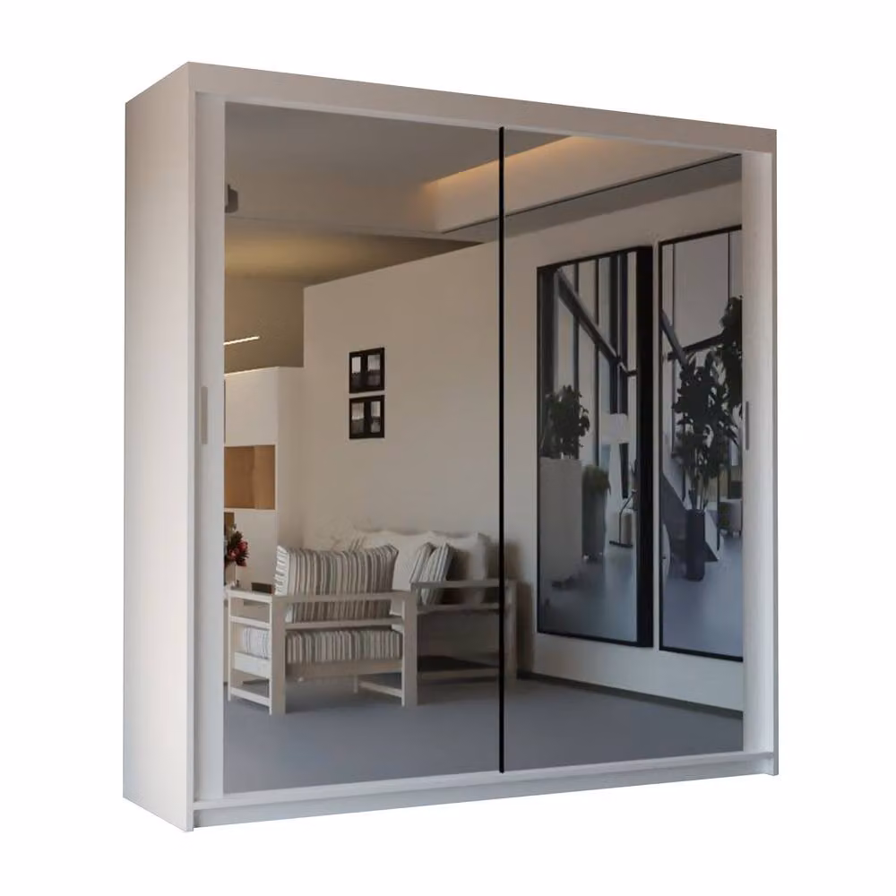 Sliding Wardrobes 4U Modern Double Sliding Door Wardrobe in White, W: 203 cm, H: 217 cm – 2