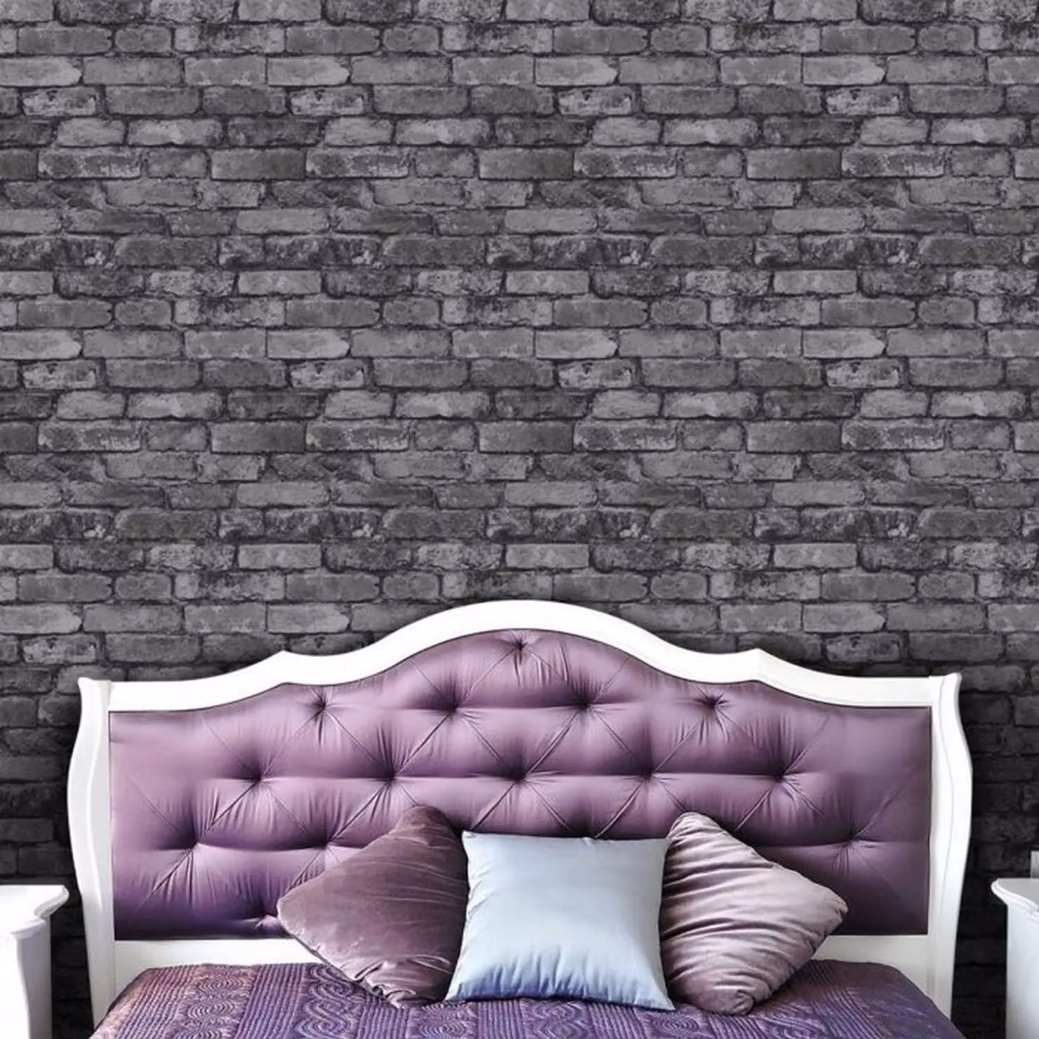 Fine Décor Rustic Brick Effect Wallpaper in Charcoal Grey and Anthracite – 2