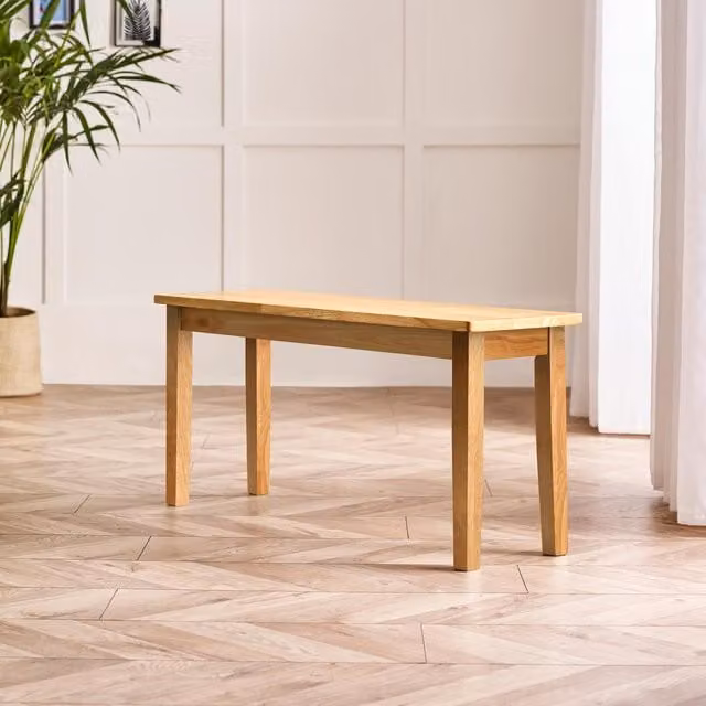 FurnitureboxUK Tenby Small Solid Wood Dining Bench in Brown