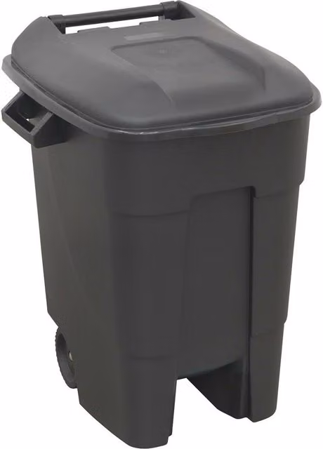 Loops 100 Litre Capacity Black Plastic Wheelie Bin with Flip Lid and Two 200mm Wheels