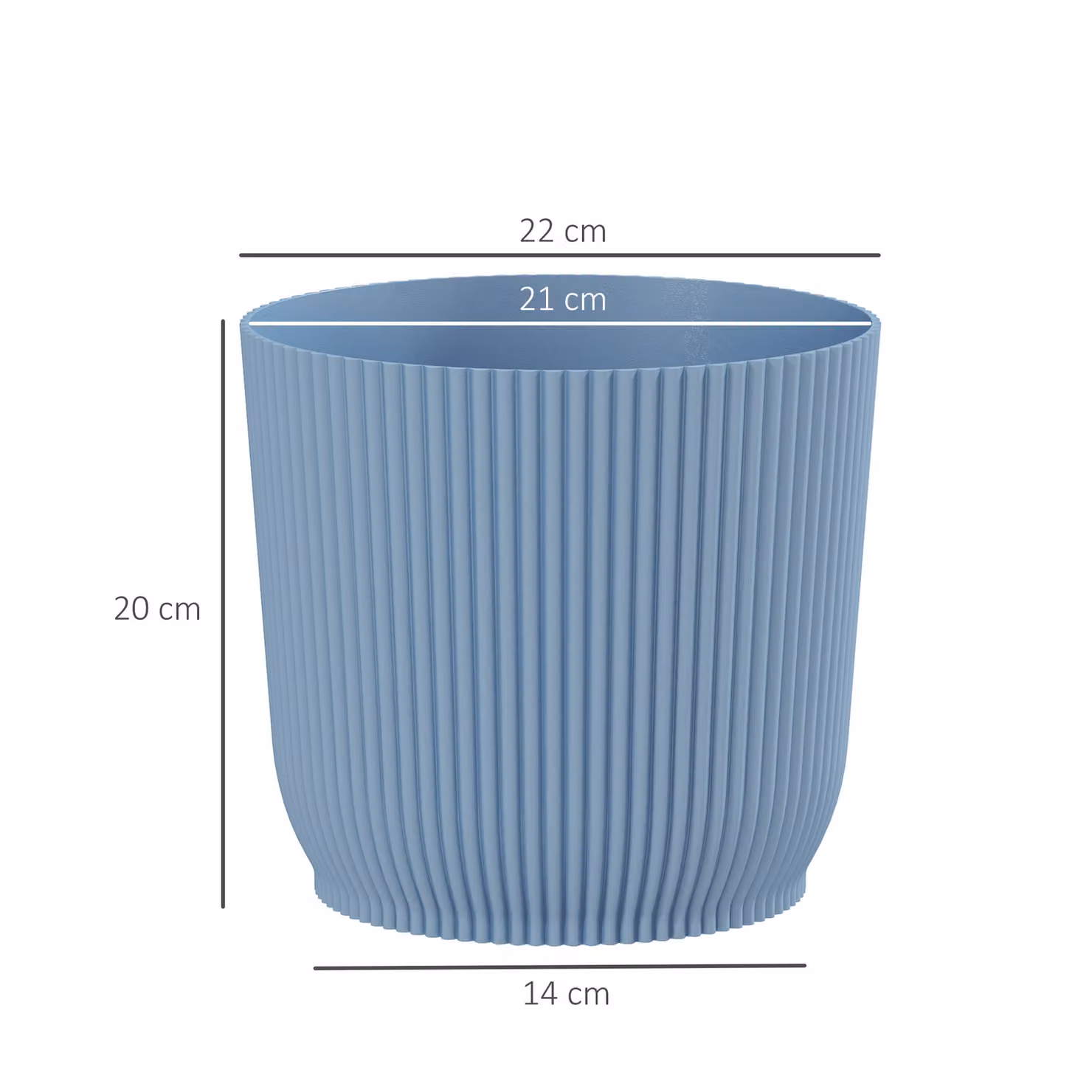 Outsunny Set of Two Blue Plastic Indoor Plant Pots, Diameter: 22 cm – 3