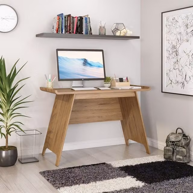 Teknik Office Towson Trestle Writing Desk in Oak Brown