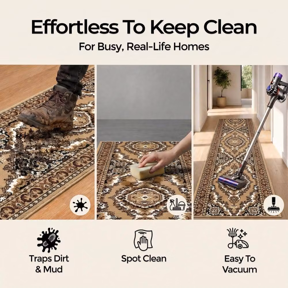 Bravich LTD Texas Medallion Traditional Hallway Runner Rug, Beige, W: 60 cm, L: 720 cm – 5