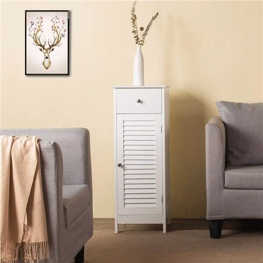 EONLION Modern White Freestanding Bathroom and Bedroom Floor Cabinet with Roll Shutter and Internal Drawers and Shelves, Height: 100 cm – 2