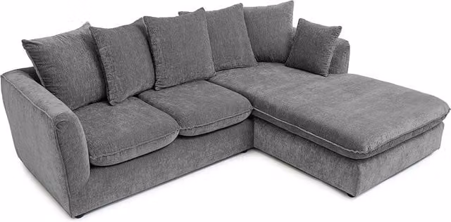 Abakus Direct Lucas Right-Hand Corner Sofa in Grey Velvet Chenille