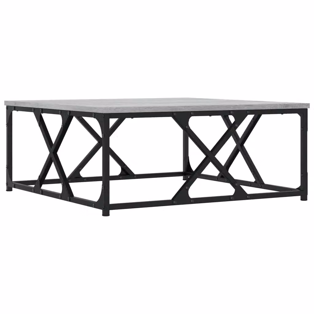Berkfield Home Grey Sonoma Coffee Table with X-Frame Metal Base, W/D/H: 70 x 70 x 30 cm – 2