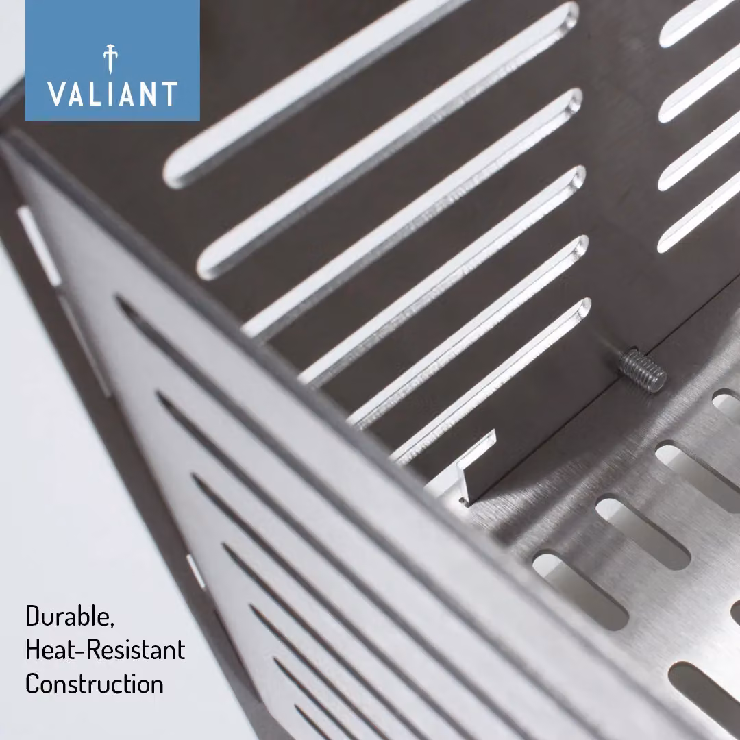 Valiant Pellet Burner Basket Box in Metallic Silver for Wood Burning Stoves and Fireplaces – 2