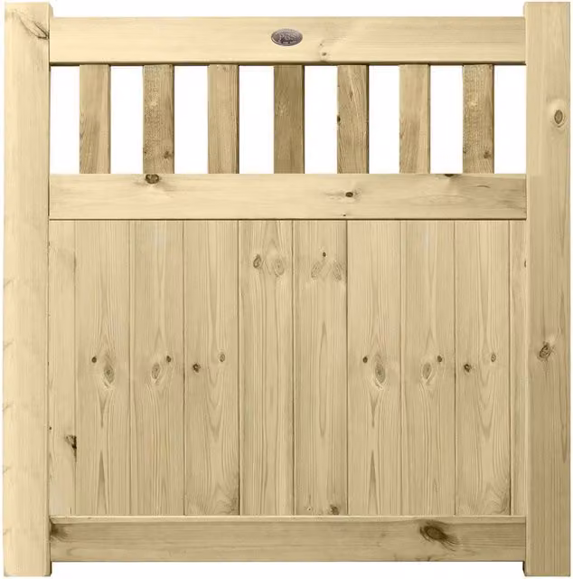 Premier Garden Supplies URBAN Interlocked Tongue Groove Pressure Treated Garden Gate with Picket Pale Top, Height: 120 cm