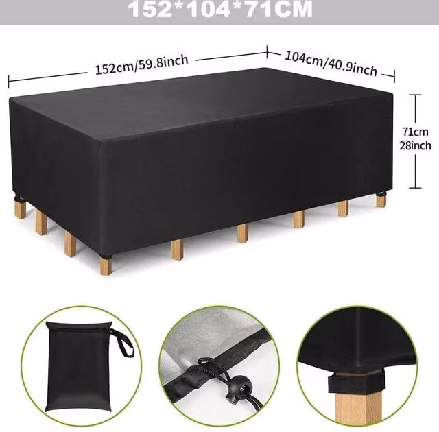 FLAVORA Waterproof Heavy Duty Outdoor Furniture Cover, Black, W: 152 cm, D: 104 cm, H: 71 cm – 1