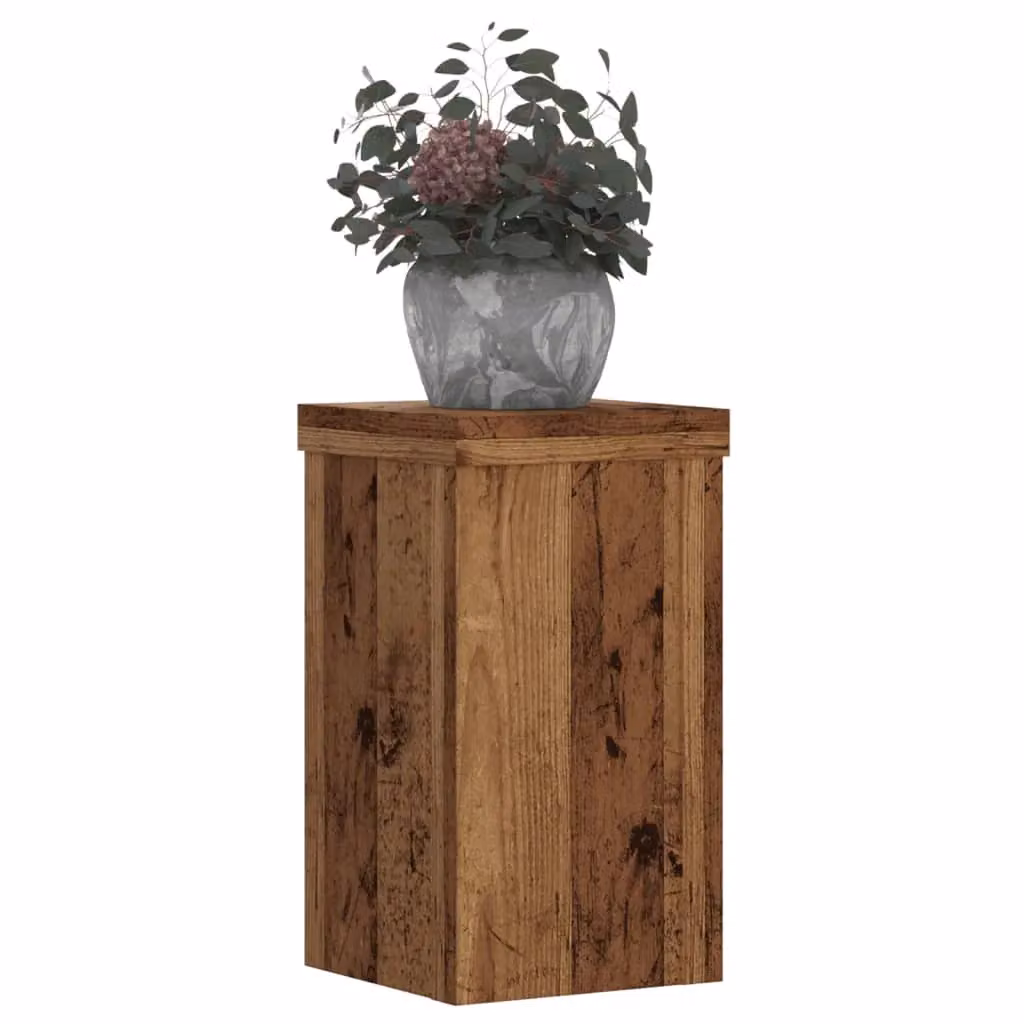 Berkfield Home Set of 2 Square Wooden Tabletop Plant Stands, Brown, W/D/H: 10 x 10 x 18 cm – 3
