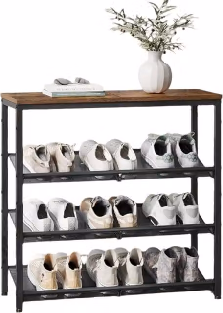Modcraft Expandable 4-Tier Metal Shoe Rack with Adjustable Shelves in Brown