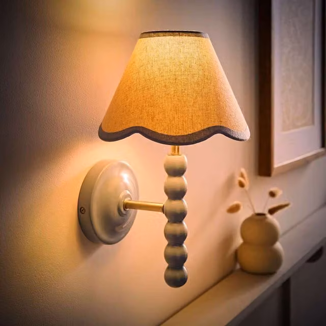 ValueLights Bobbins Pastel Wall Light with Trim Scallop Shade in Powder Blue