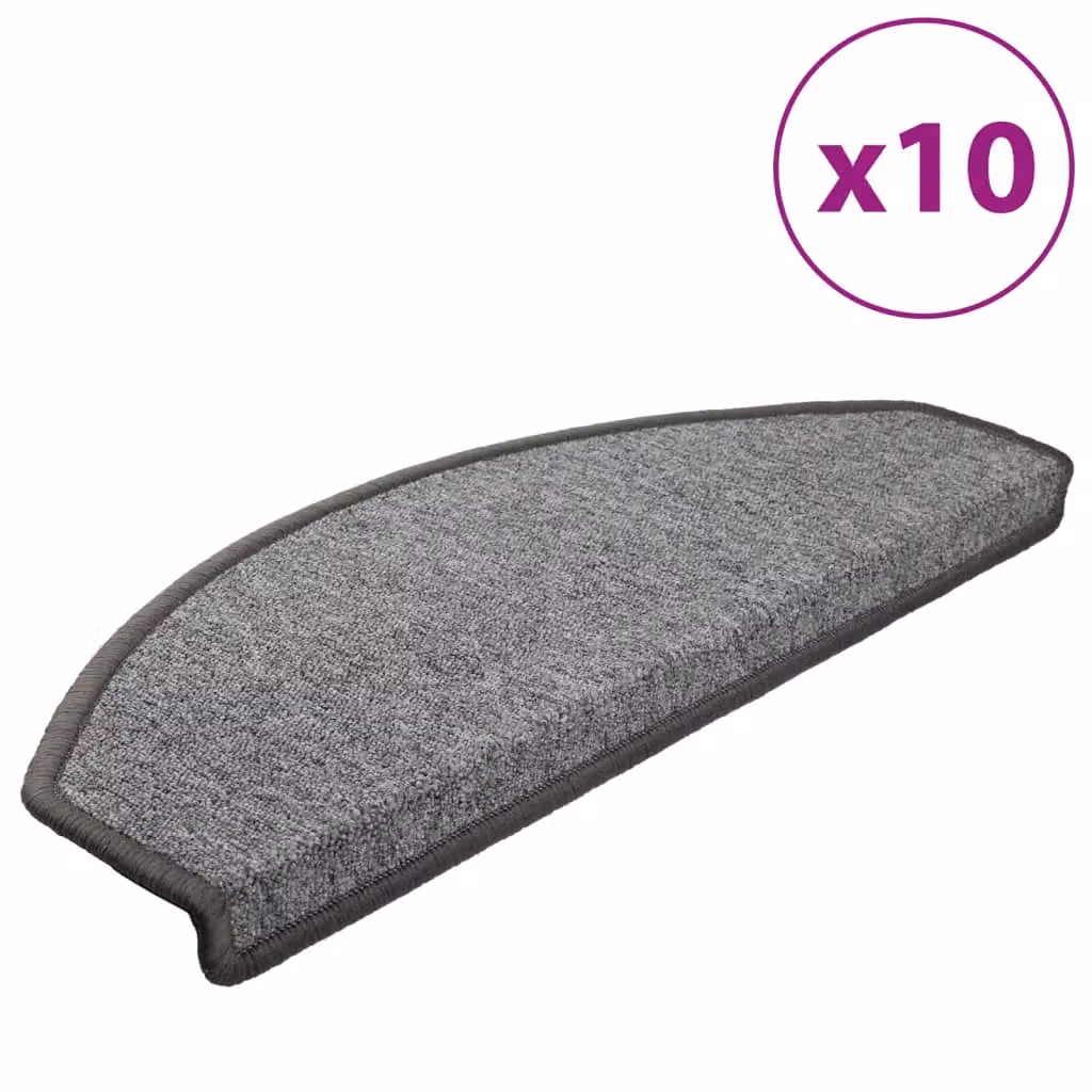 Berkfield Home Self-Adhesive Stair Mats, 10 Pack, Dark Grey, W: 65 cm, D: 24 cm, H: 4 cm – 2