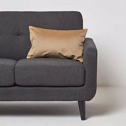 Homescapes Beige Velvet Rectangular Scatter Cushion with Microfibre Insert W: 50 cm, H: 30 cm – 2