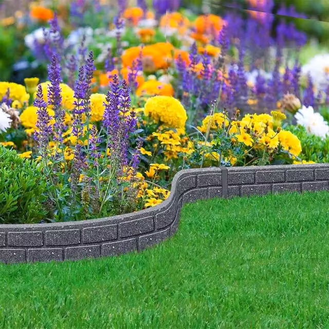 Nicoman Flexible Brick Effect Garden Edging Border, Grey, 2 Pack, 1.2m – 1