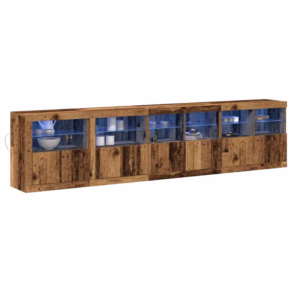 Berkfield Home Rustic Brown Sideboard with Integrated LED Lights, W: 283 cm, D: 37 cm, H: 67 cm – 3