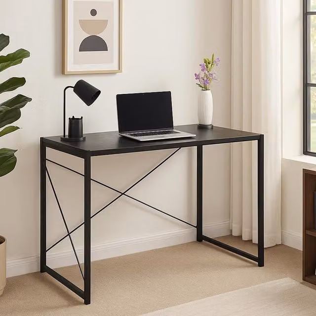 House Of Home Multifunction Folding Computer Desk in Black MDF and Metal