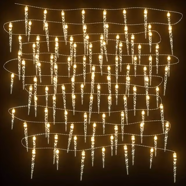Berkfield Home Christmas Icicle LED Lights, Warm White, 100 LEDs
