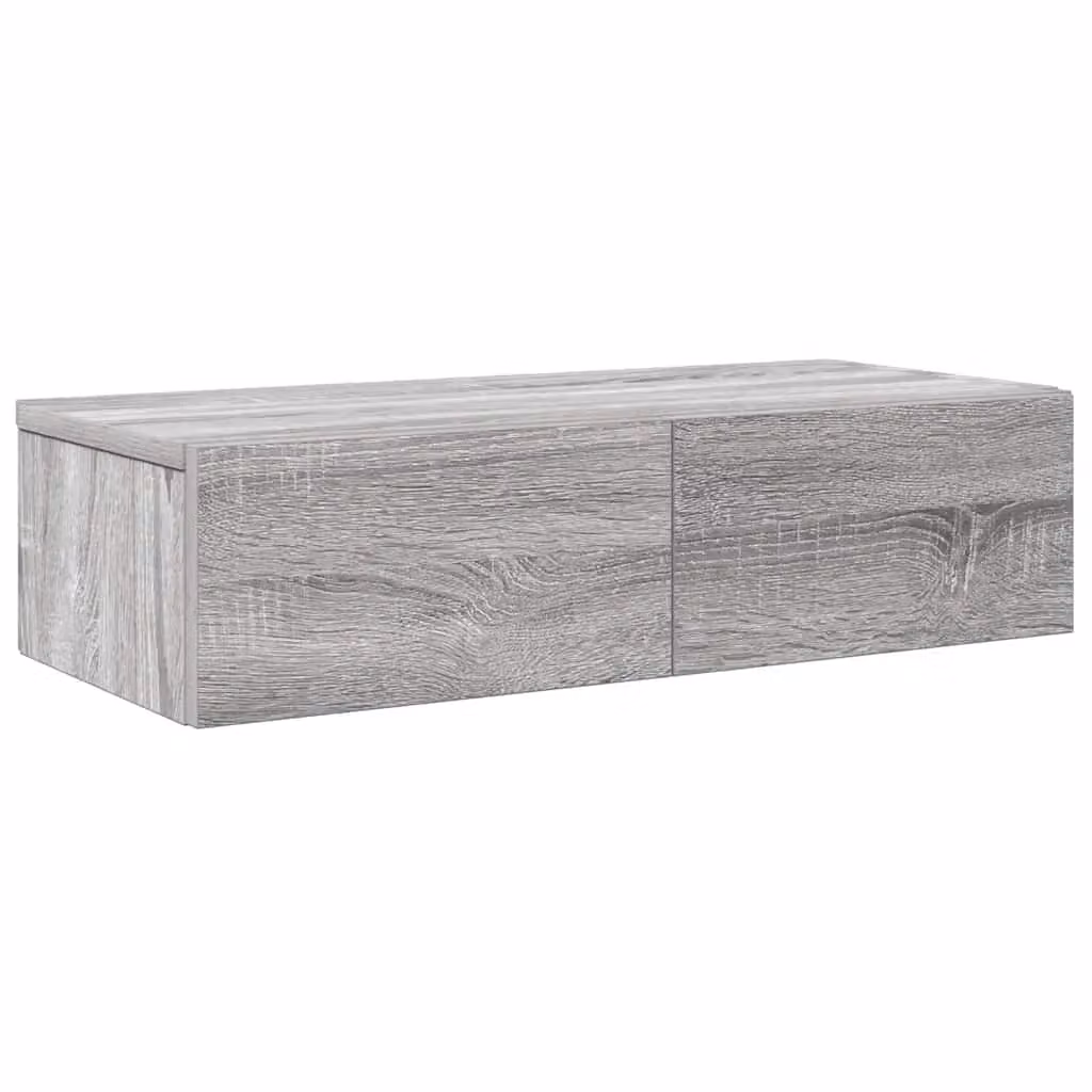 Berkfield Home Wall Mounted Shelf with Drawers in Grey Sonoma, W: 60 cm, D: 26.5 cm, H: 15 cm – 1