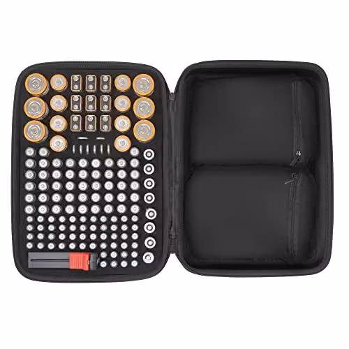 Tanness 140 Capacity Battery Storage Case with Tester in Black – 7