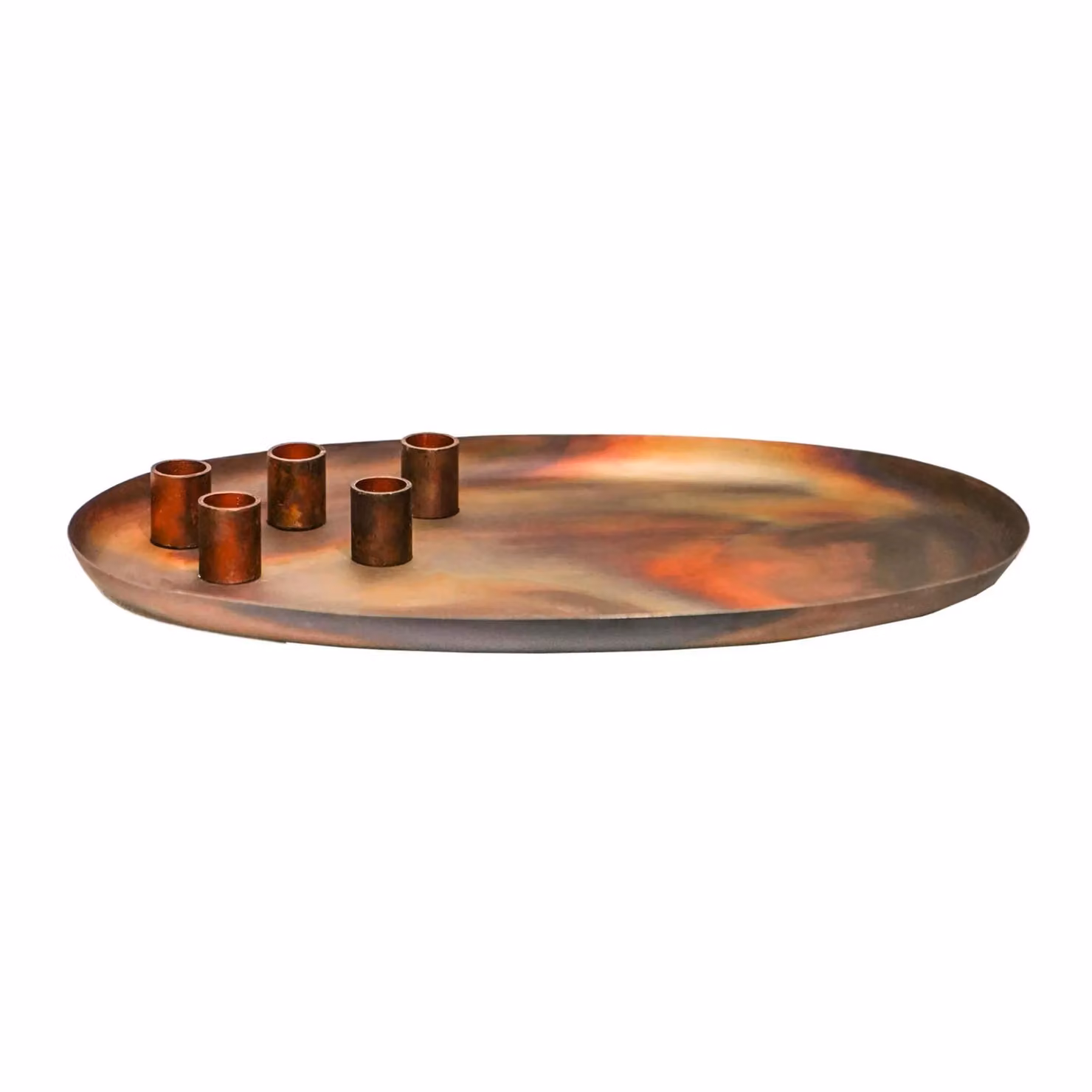 Ivyline Bronze Metal Oval Centrepiece with Magnetic Tealight Holders H3 x W40 x D26 cm – 2