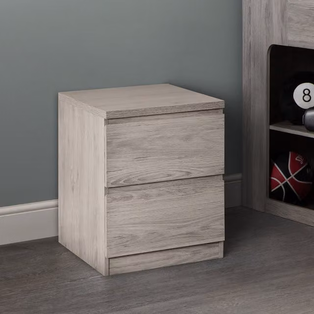 Julian Bowen Jupiter Grey Oak 2 Drawer Bedside Cabinet