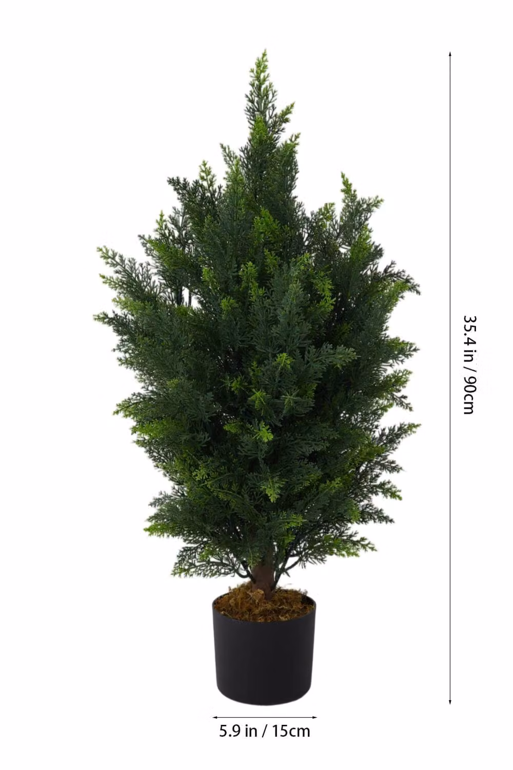 Garden Sanctuary Tabletop Artificial Cypress Tree in Green and Black Pot – 2