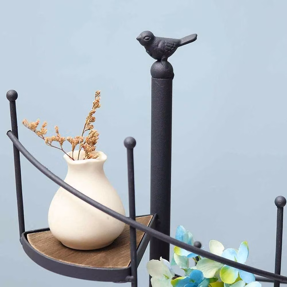 EONLION 8 Tier Metal and Wood Spiral Plant Stand in Matt Black – 2