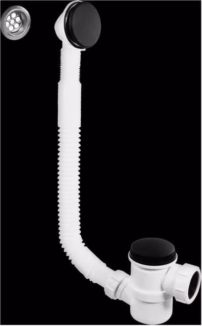 McAlpine 1.50 inch Top Access Bathtub Trap with Overflow in Matt Black and White – 1